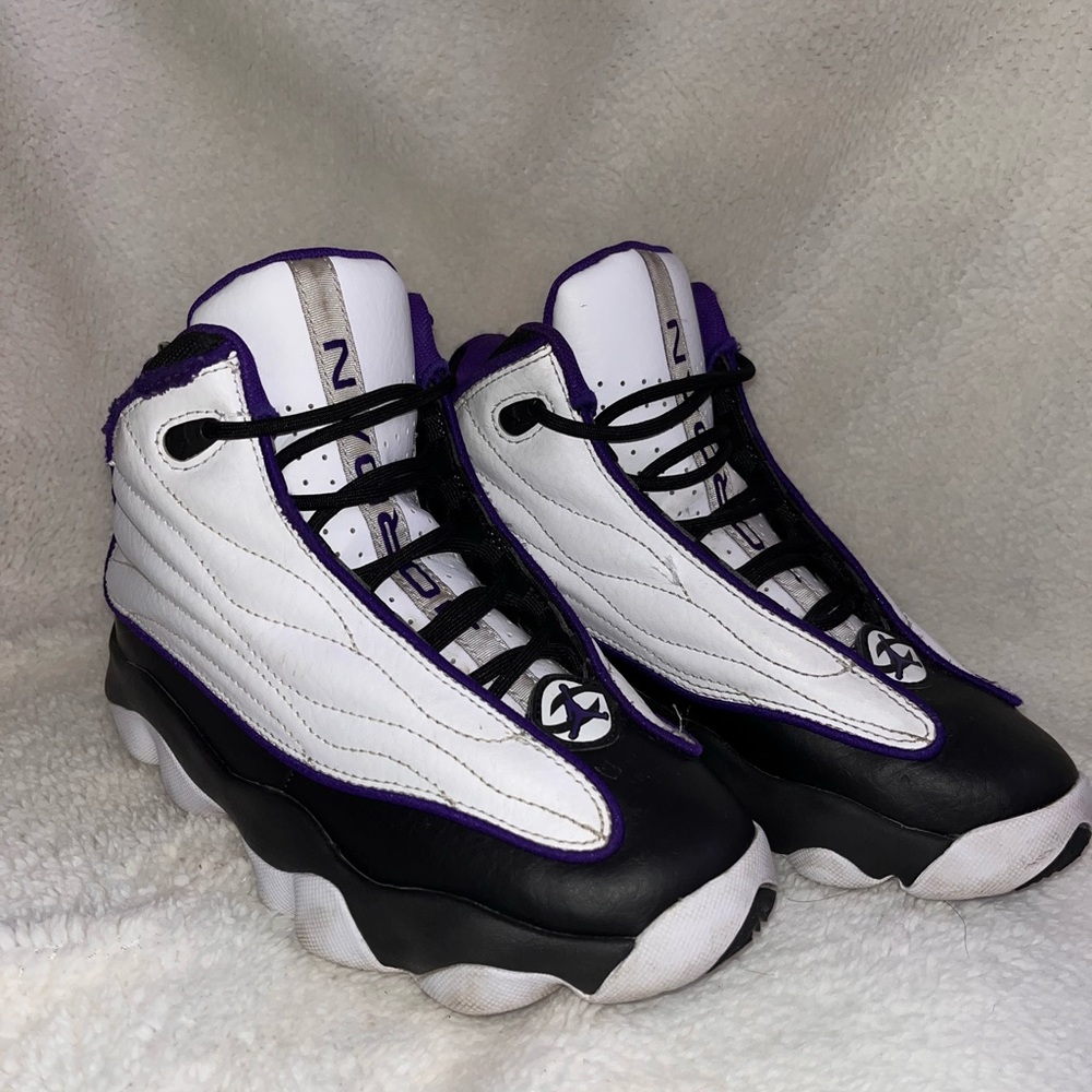 Jordan Kids White Black Purple Sneakers